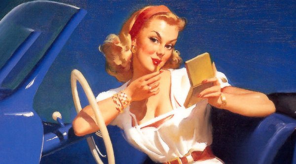 Картина дама за рулем