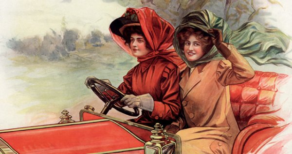 Женщина за рулем живопись