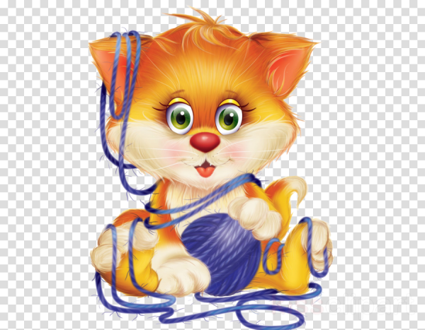 Котенок с клубком мультяшный