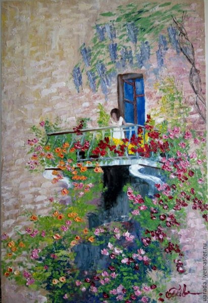 Девушка на балконе живопись