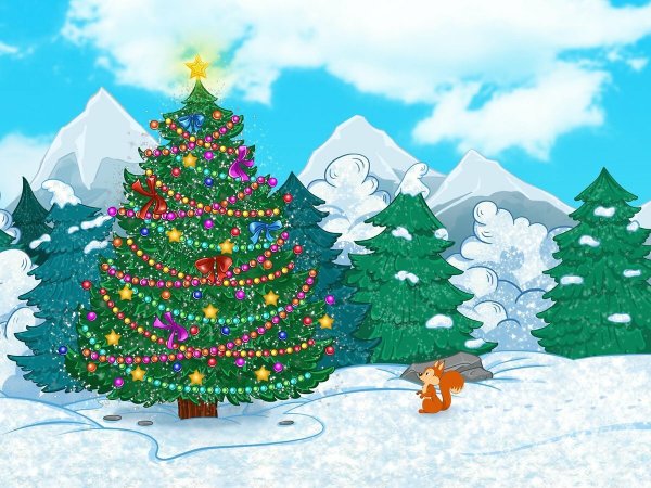 Елка гуашью