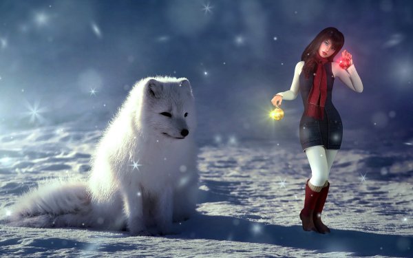 Девушка с песцом картина