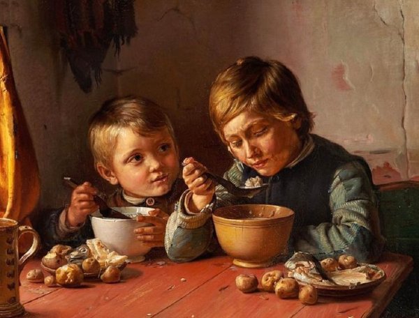 Зинаида Евгеньевна Серебрякова за завтраком