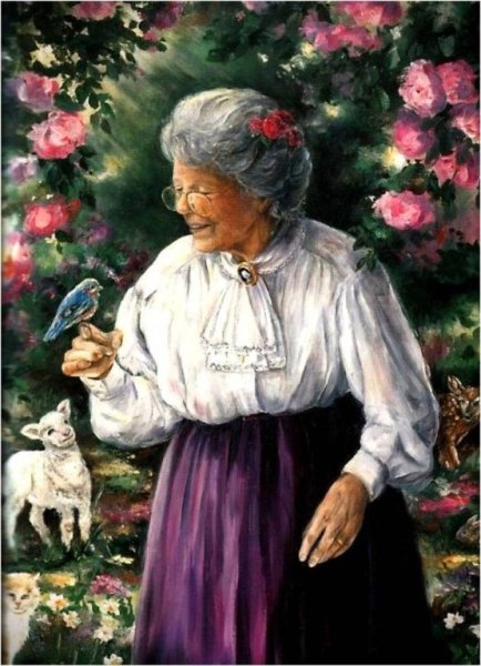 Старушка живопись