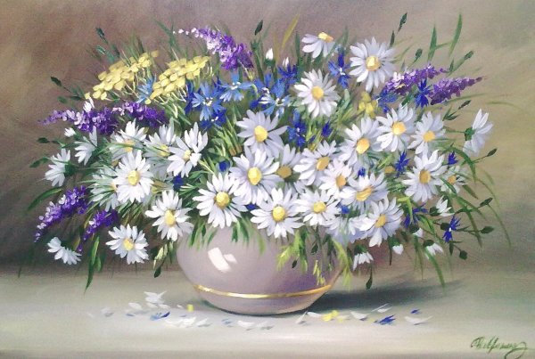 Картина ваза с полевыми цветами