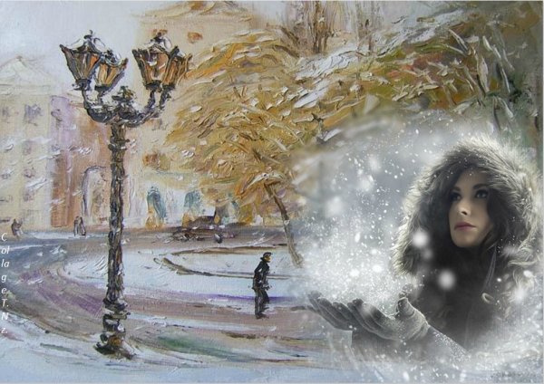 Метель в городе живопись