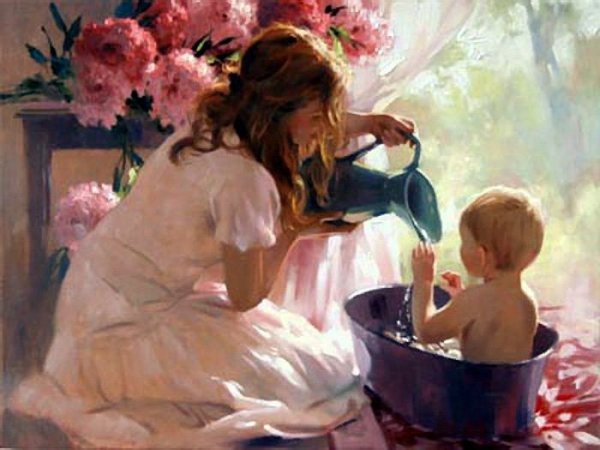 Мама с ребенком живопись