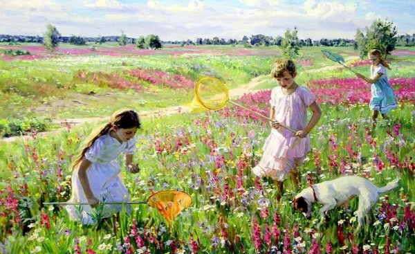 Александр Аверин художник на лугу