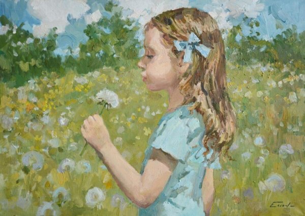 Девочка в поле живопись