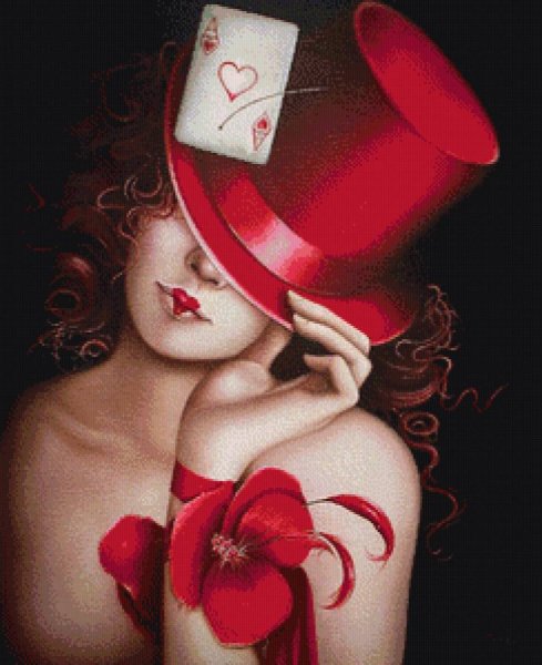 Девушка в красной шляпе картина