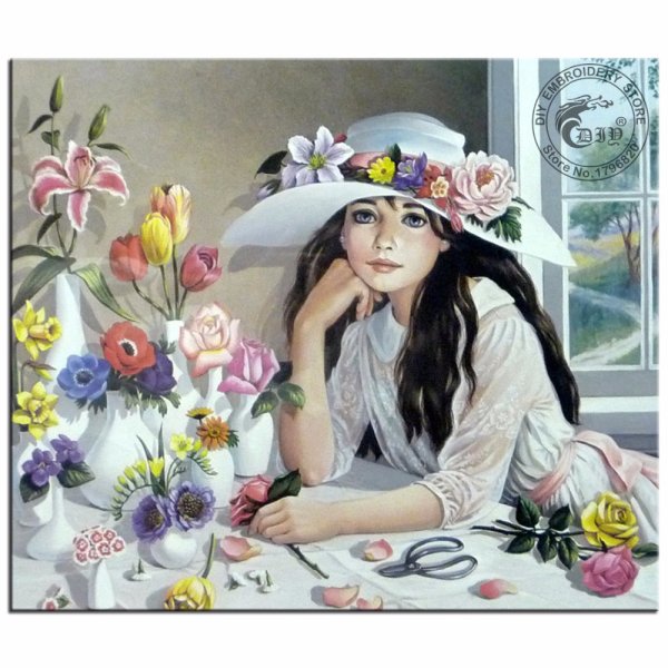 Картина по номерам девушка в шляпе