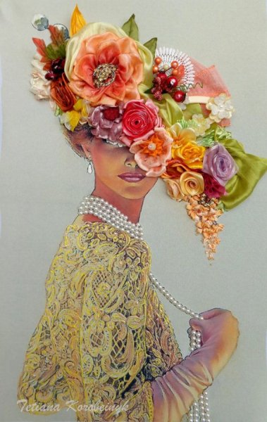 Дамы в шляпках c цветами