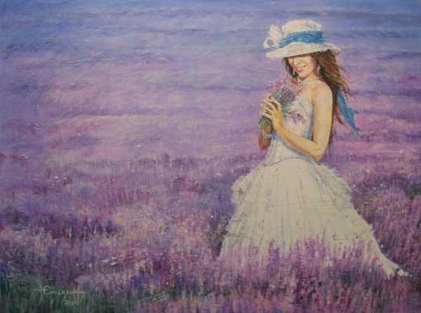 Женщина в шляпе акварель