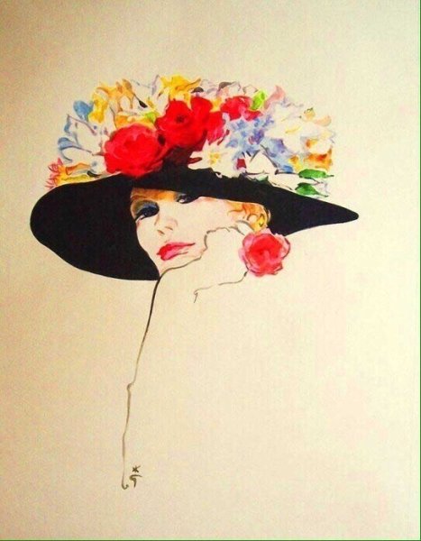 Женщина в шляпе масло