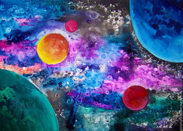 Космос красками с планетами