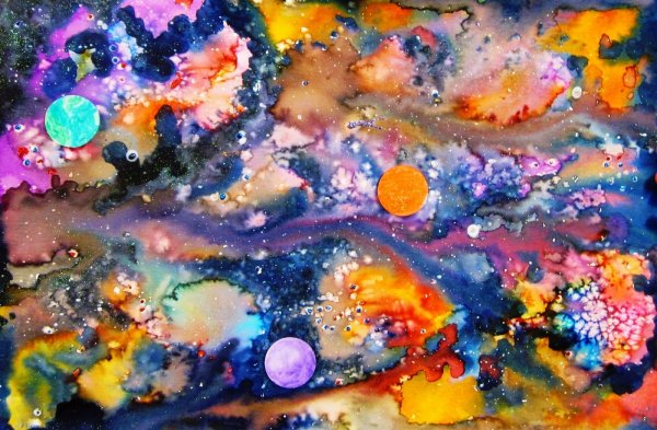 Космос в смешанной технике