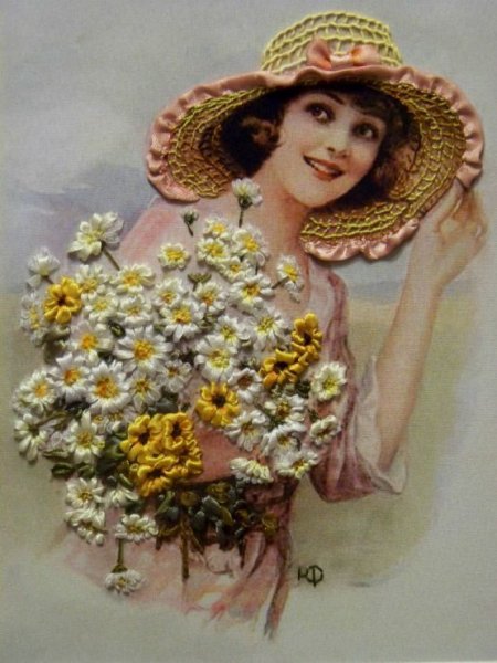 Дама в шляпе с цветами