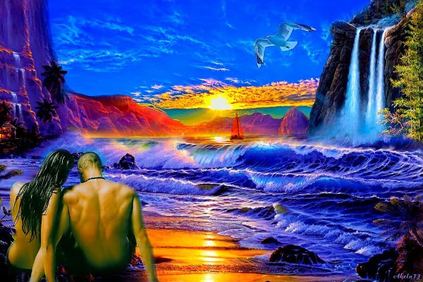 Водопады фантазии с женским лицом