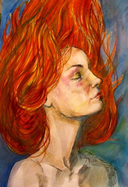 Рыжая девушка живопись