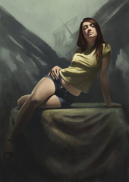 Девушка в майке арт