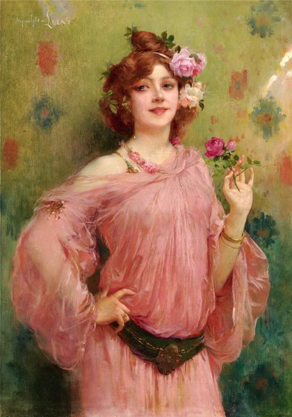 Дама в розовом картина