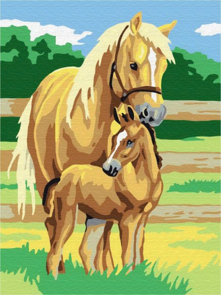 Лошадь с жеребенком для детей