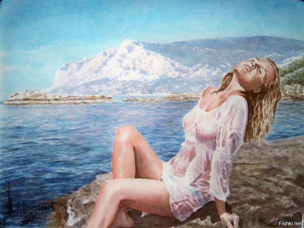 Девушка и море живопись