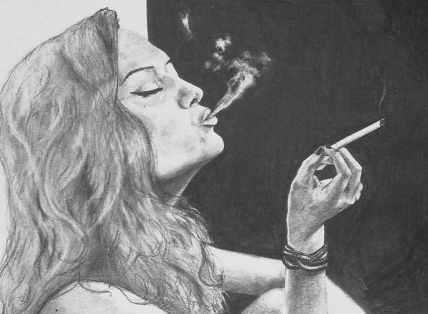 Нарисовать девушку с сигаретой