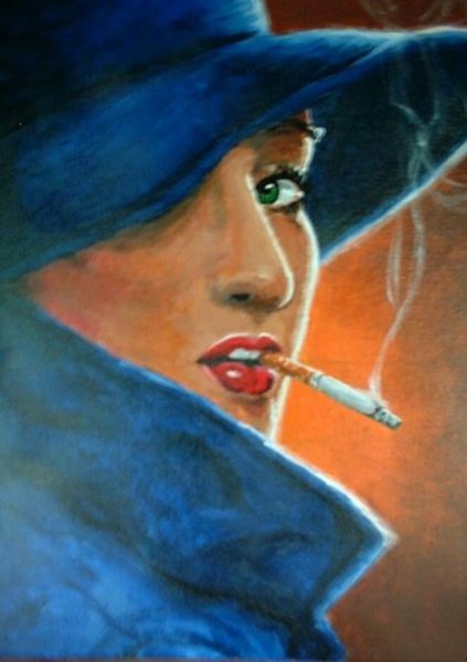 Картина женщина с сигарой