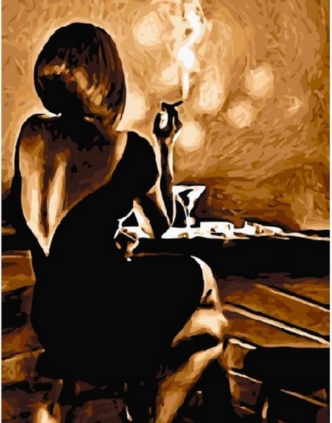 Одинокая девушка в баре