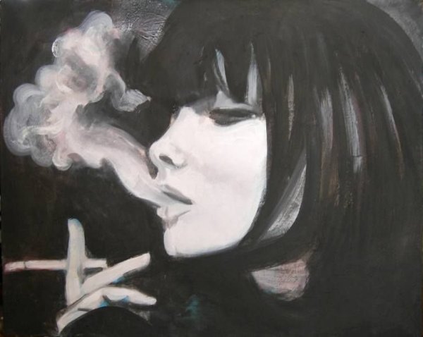 Курящая девушка арт