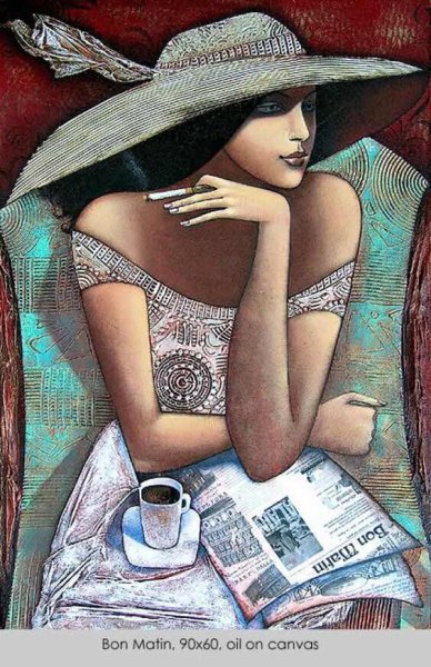 Девушка с чашкой кофе в живописи