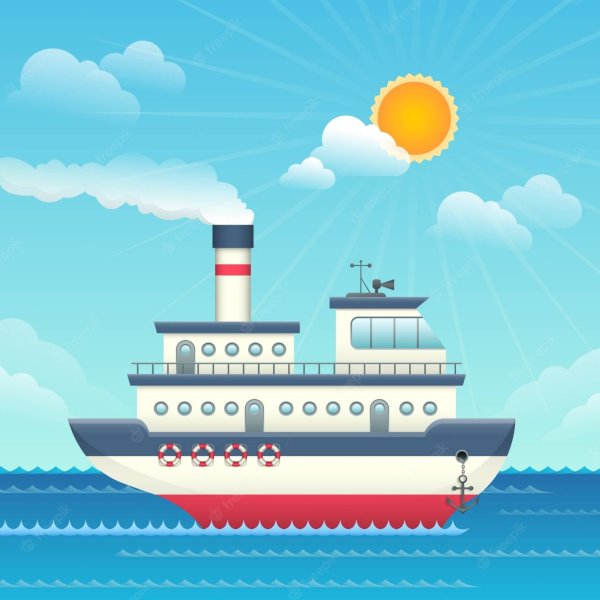 Пароход мультяшный