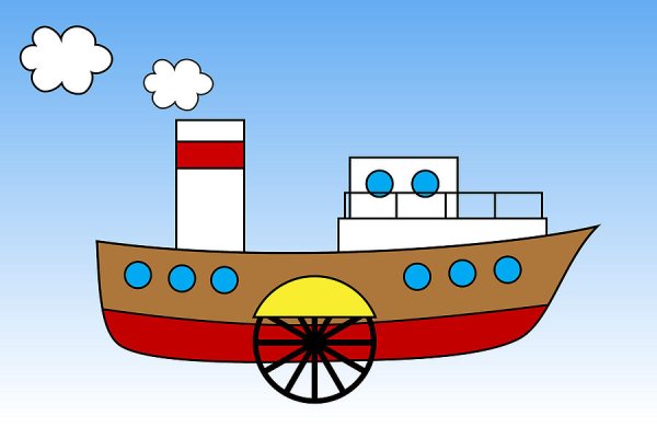 Пароход мультяшный