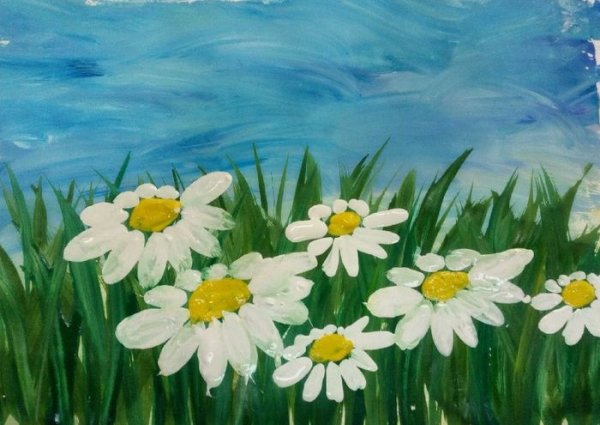 Лето гуашью для детей