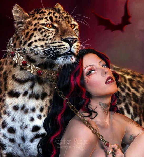 Девушка и леопард