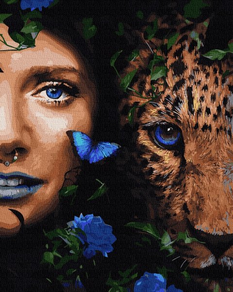 Девушка фэнтези с леопардом