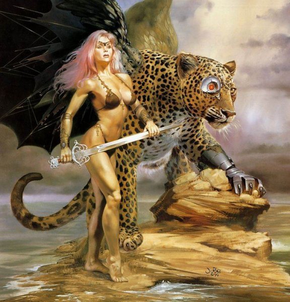 Картина девушка с леопардом
