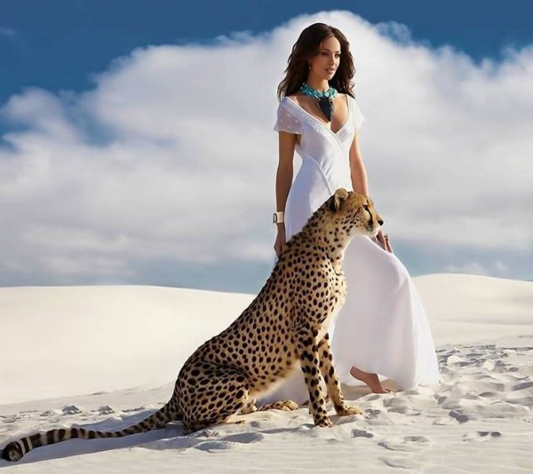 Девушка и леопард