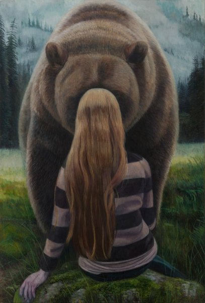 Медведь и девушка арт