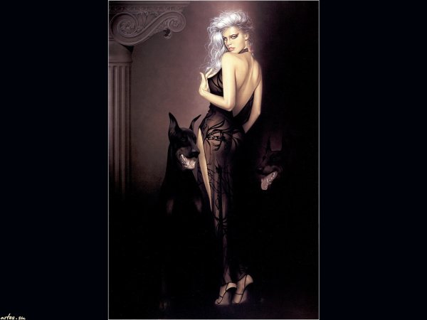 Девушка с доберманами картина