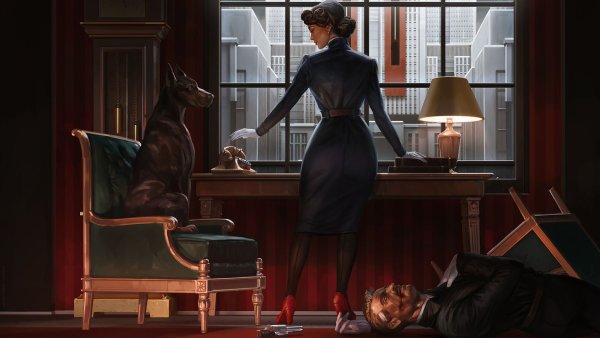 Девочка с доберманом арт