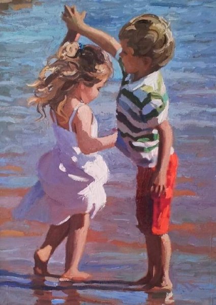 Мальчик и девочка живопись