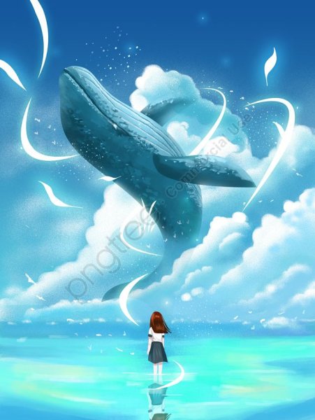 Девушка и кит в небе