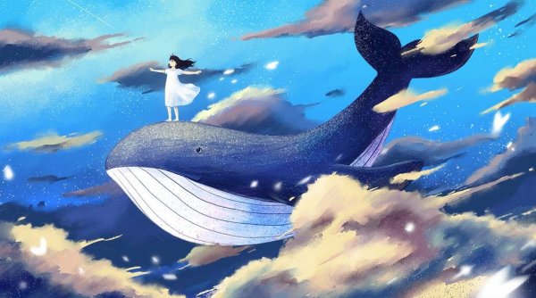 Девушка на спине у кита