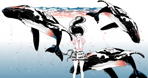 Девочка и кит арт