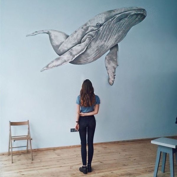 Кит на стене