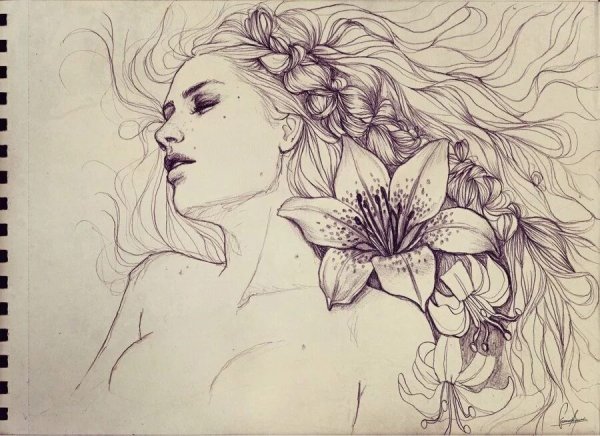 Красивые рисунки девушек карандашом сложные