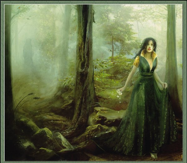 Девушка в лесу арт
