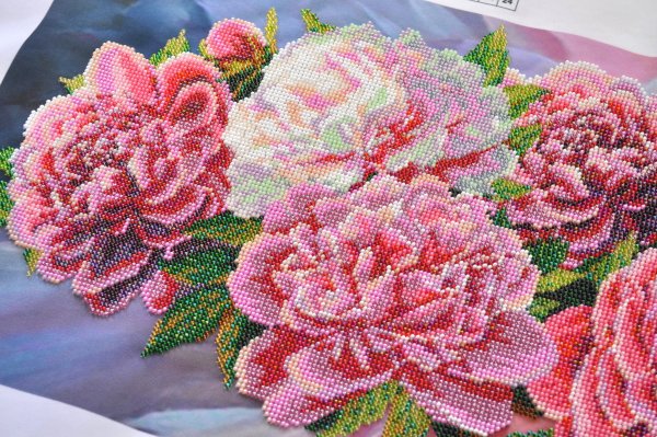 Вышивка бисером пионы